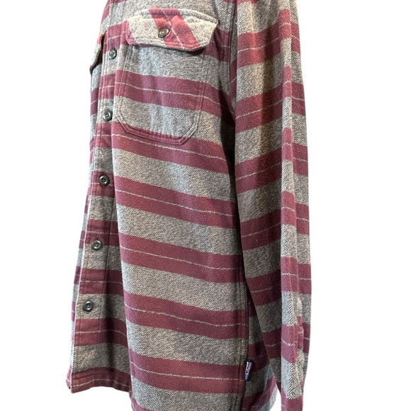 Patagonia Striped Button-Up Shirt in Red and Gray - Picture 2 of 6